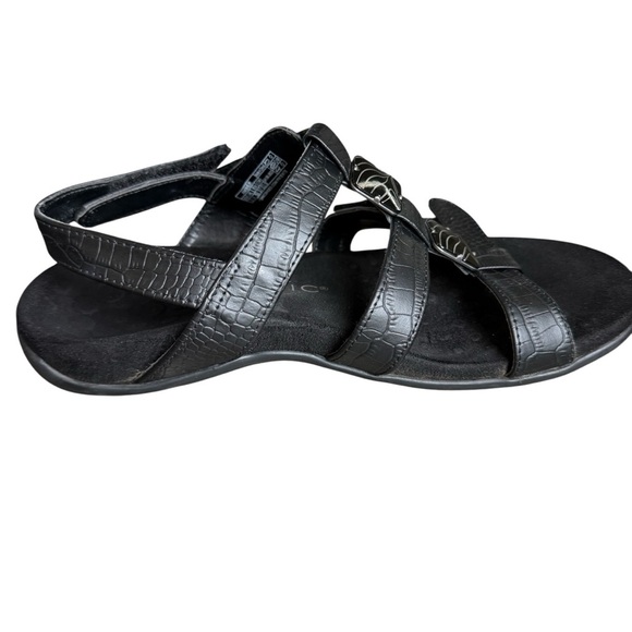 Vionic Black Amber Sandals Size 7 Strappy Leather Arch Support - Picture 3 of 6